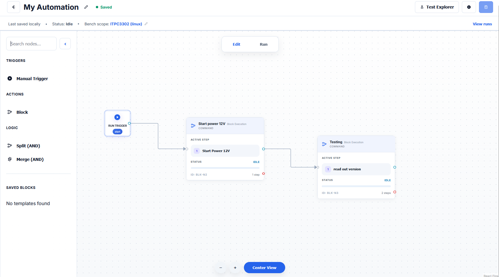 DevCaleo Workflow-Builder fuer Automationen, Trigger und Testablaeufe