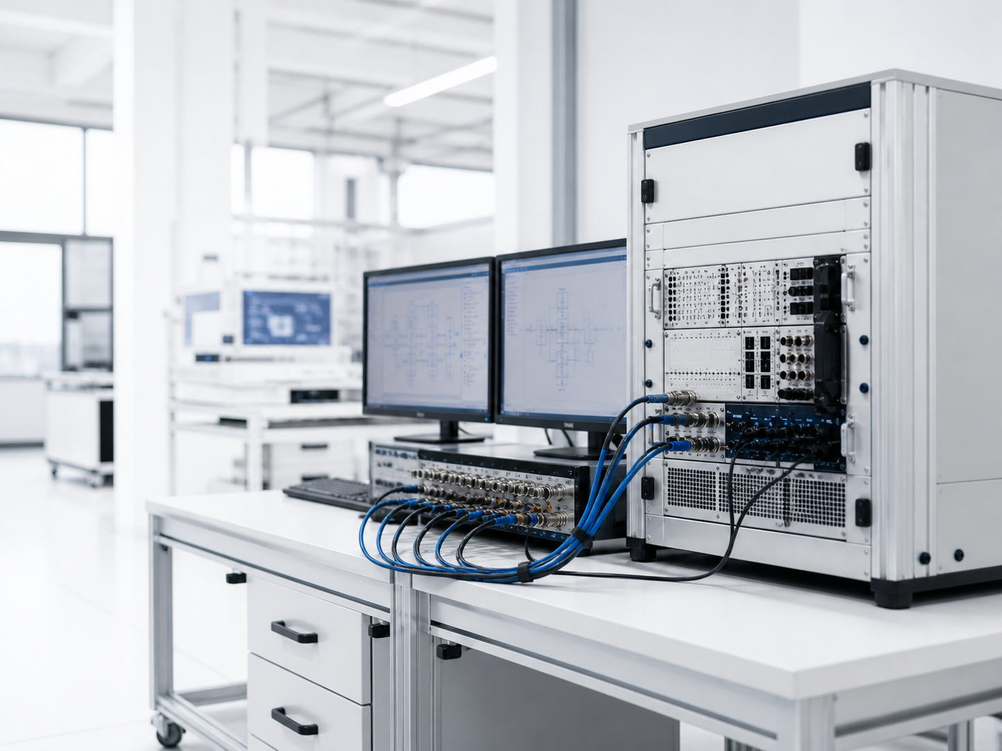 HIL test bench in a bright development environment